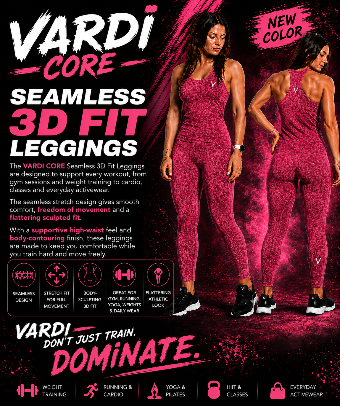 VARDI CORE Seamless 3D Fit Leggings "Premium UK Fitness Wear”