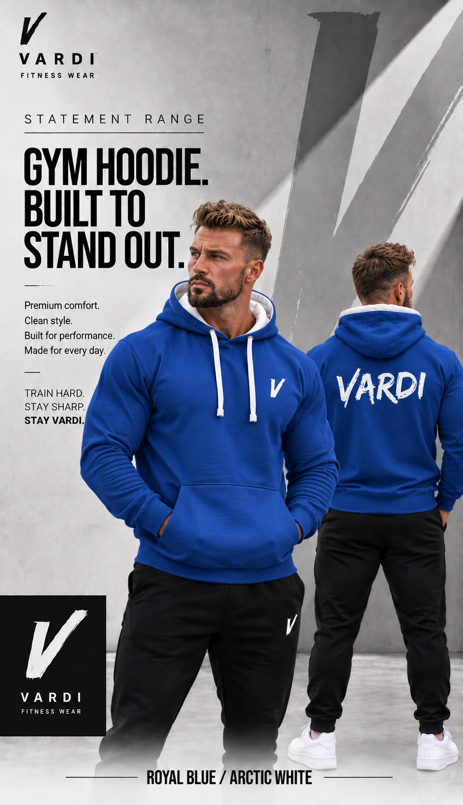VARDI STATEMENT Men's Gym Hoodie "Premium UK Fitness Wear”