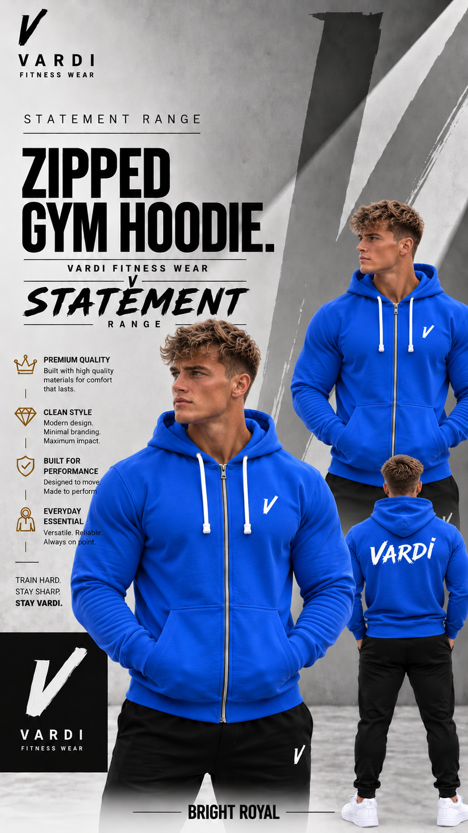 VARDI STATEMENT ZIP Gym Hoodie " Premium Fitness Wear "