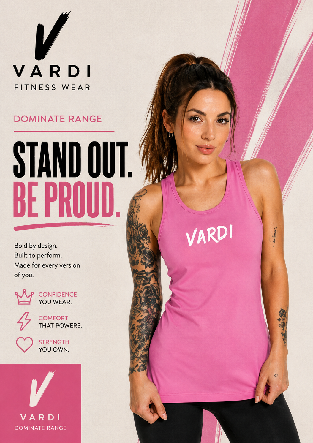 VARDI STATEMENT Women’s Racer Back Training Vest "Premium UK Fitness Wear”