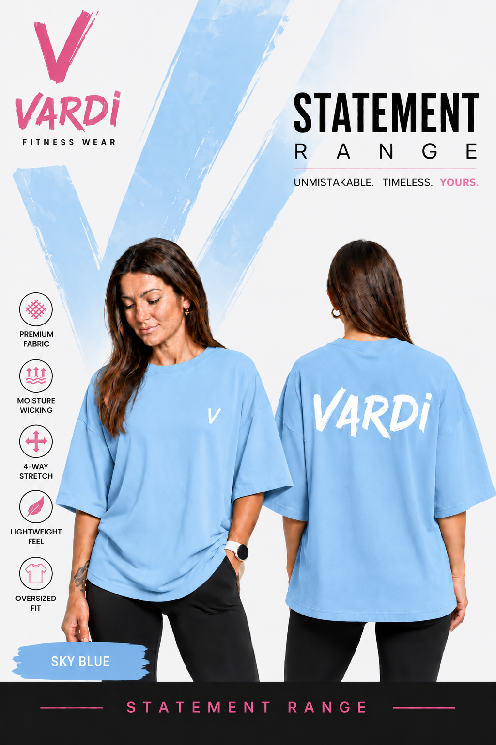 VARDI STATEMENT Women’s Oversized Gym T-Shirt "Premium UK Fitness Wear”