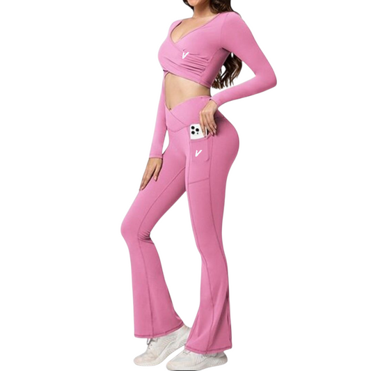 Women's Vardi jump suit flared 2 - piece workout set