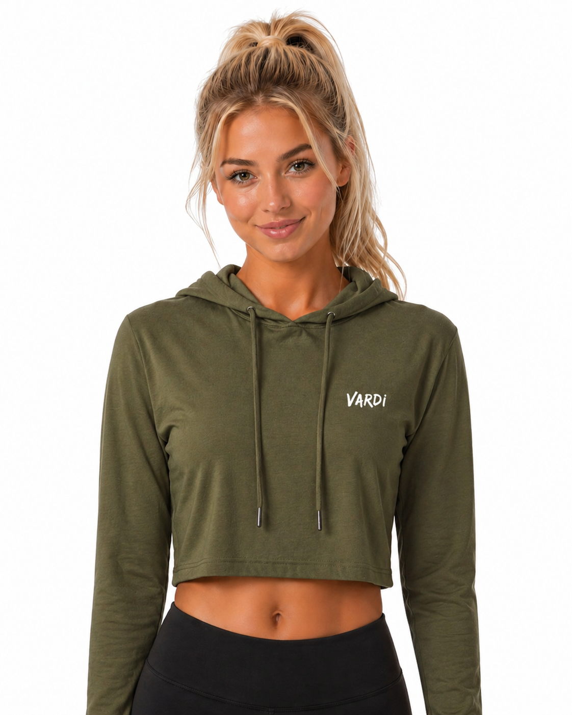 VARDI SIGNATURE Womens Gym Selection cropped hooded long sleeve t-shirt "Premium UK Fitness Wear”