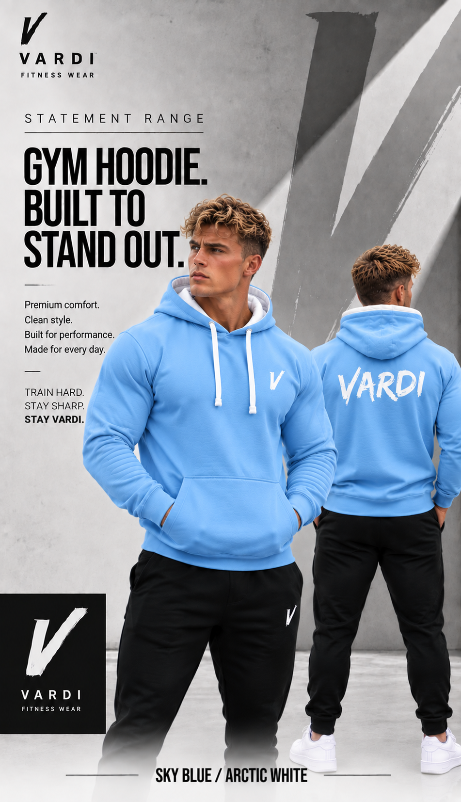VARDI STATEMENT Men's Gym Hoodie "Premium UK Fitness Wear”