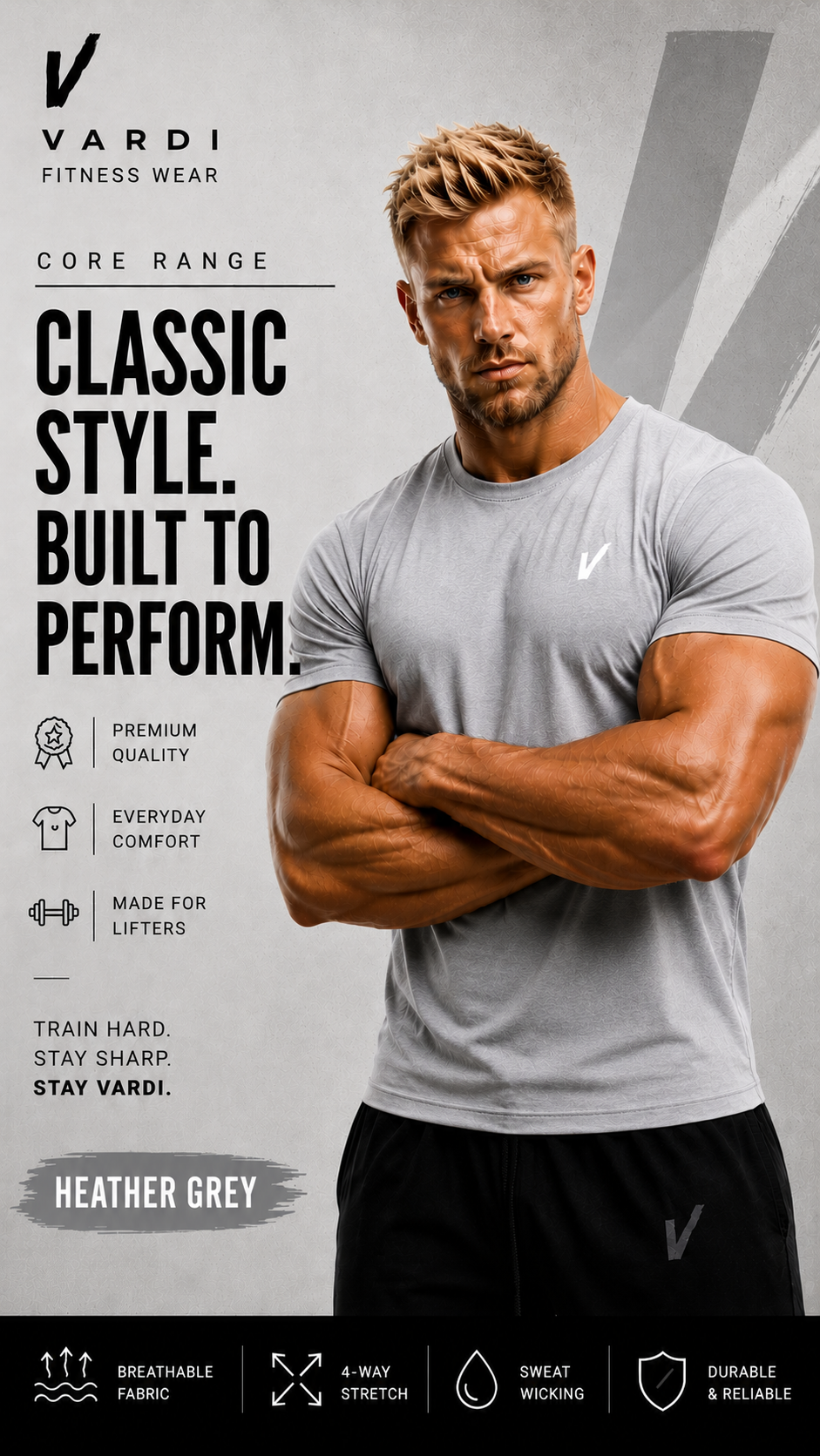 VARDI Classic Men's Gym T-Shirt "Premium UK Fitness Wear"