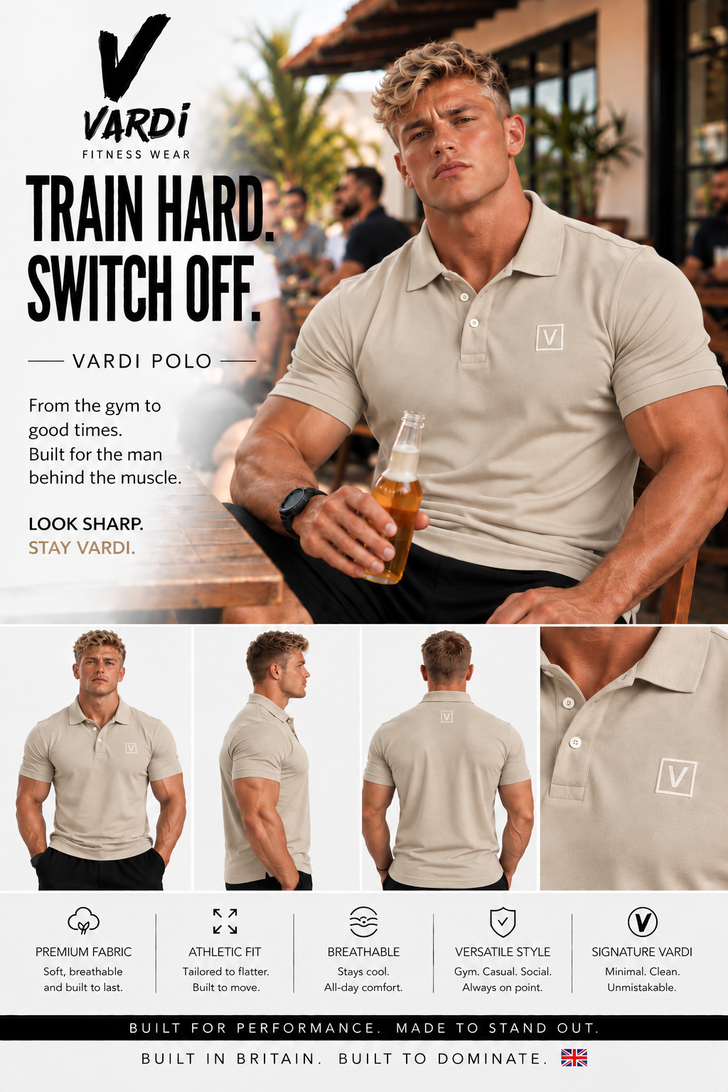 VARDI LUXE Men’s Performance Polo Shirt "Premium UK Fitness Wear”