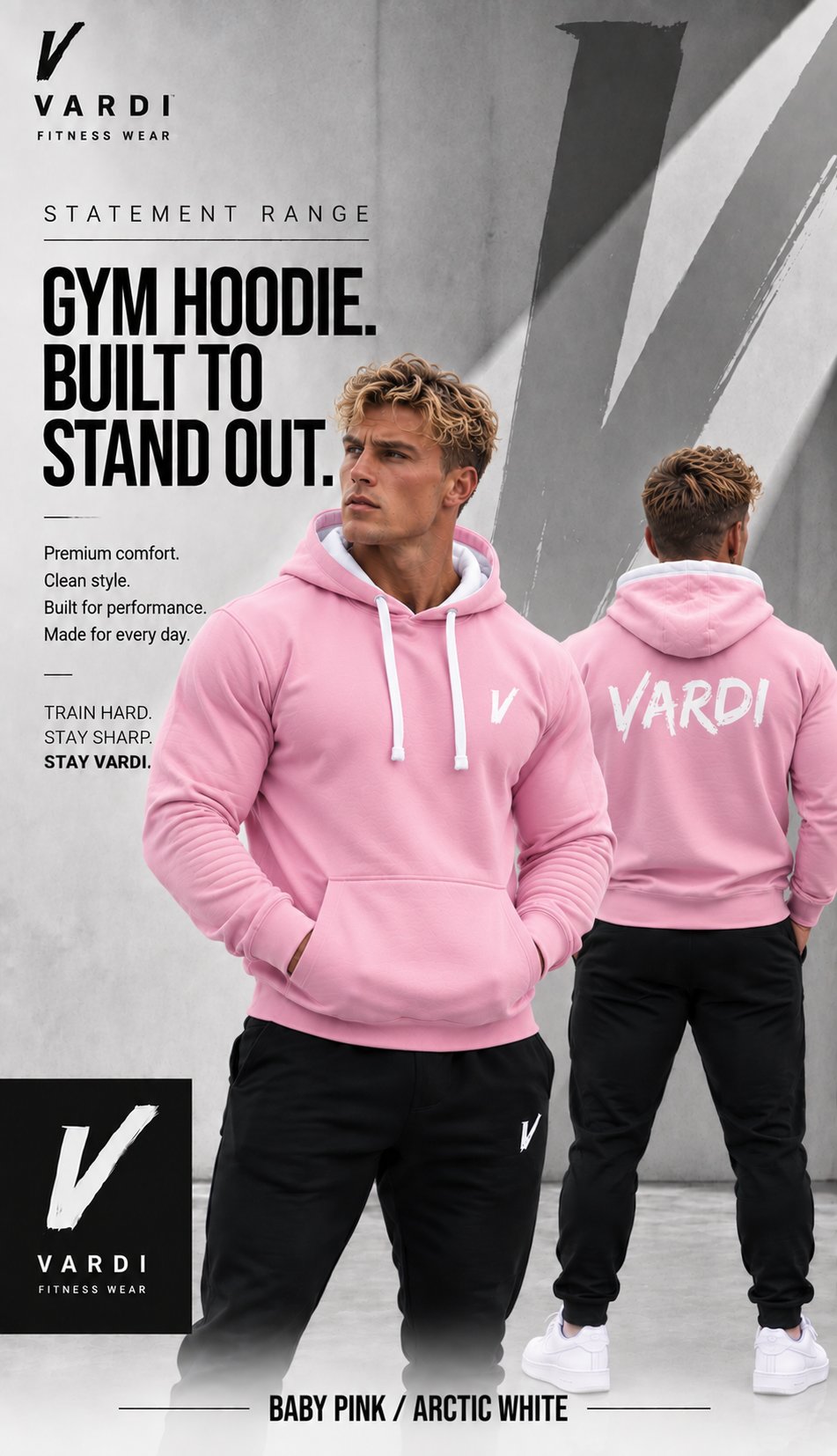 VARDI STATEMENT Men's Gym Hoodie "Premium UK Fitness Wear”