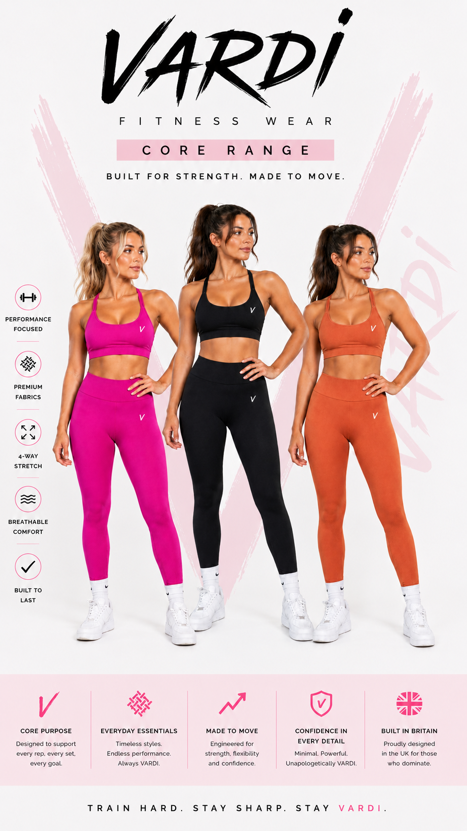 VARDI CORE Women’s Gym Performance Leggings "Premium UK Fitness Wear”