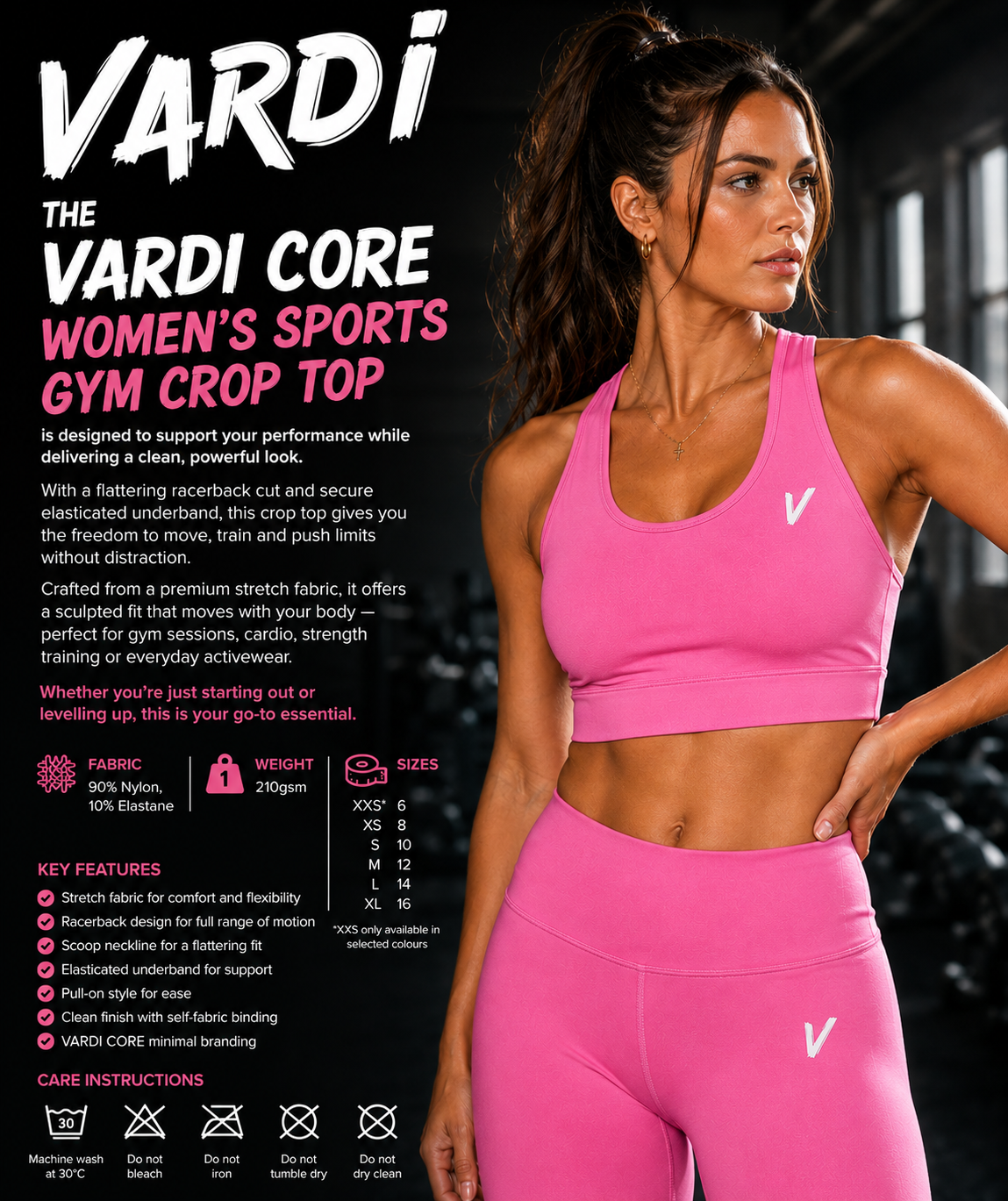 VARDI CORE Women’s Sports Gym Crop Top "Premium UK Fitness Wear”