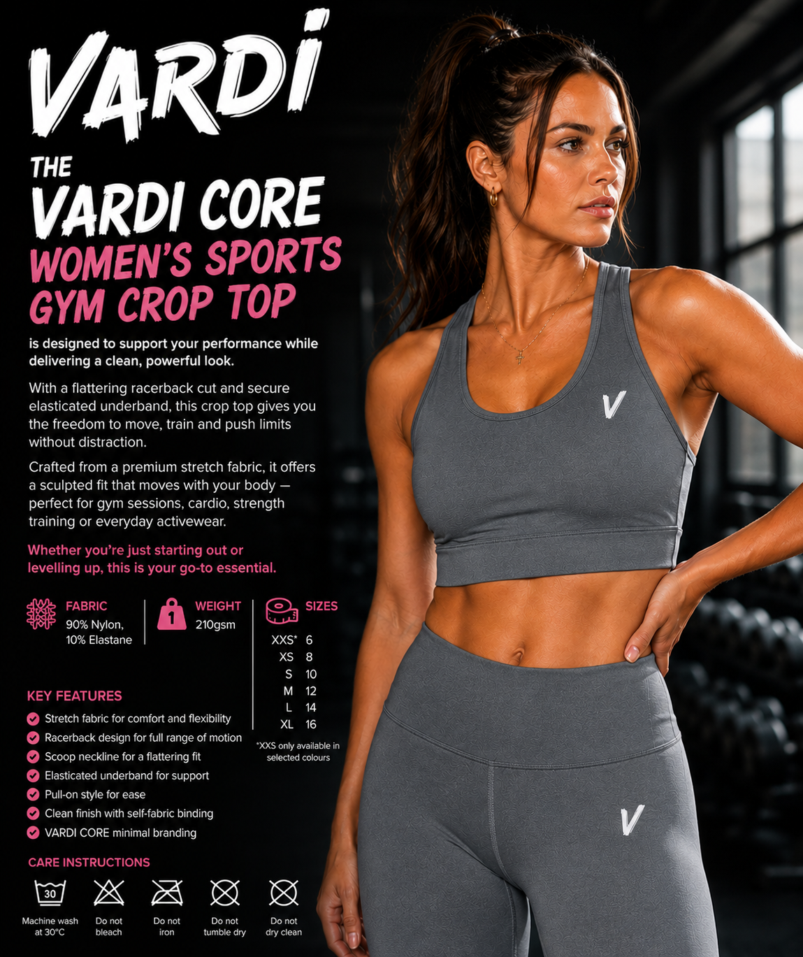 VARDI CORE Women’s Sports Gym Crop Top "Premium UK Fitness Wear”