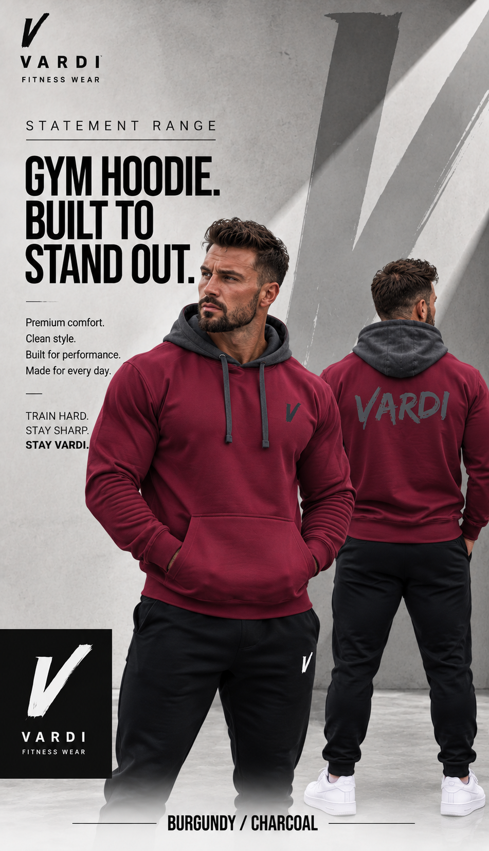VARDI STATEMENT Men's Gym Hoodie "Premium UK Fitness Wear”