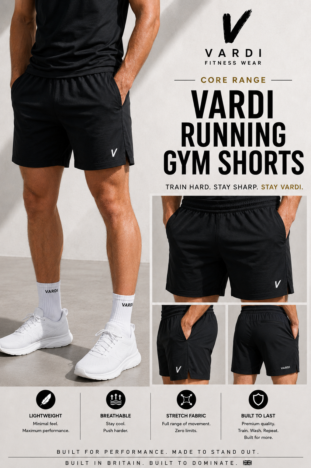 VARDI CORE Running Gym Shorts "Premium UK Fitness Wear”