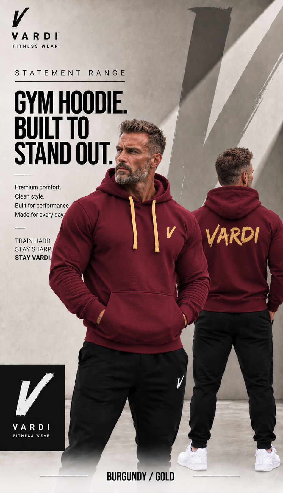 VARDI STATEMENT Men's Gym Hoodie "Premium UK Fitness Wear”