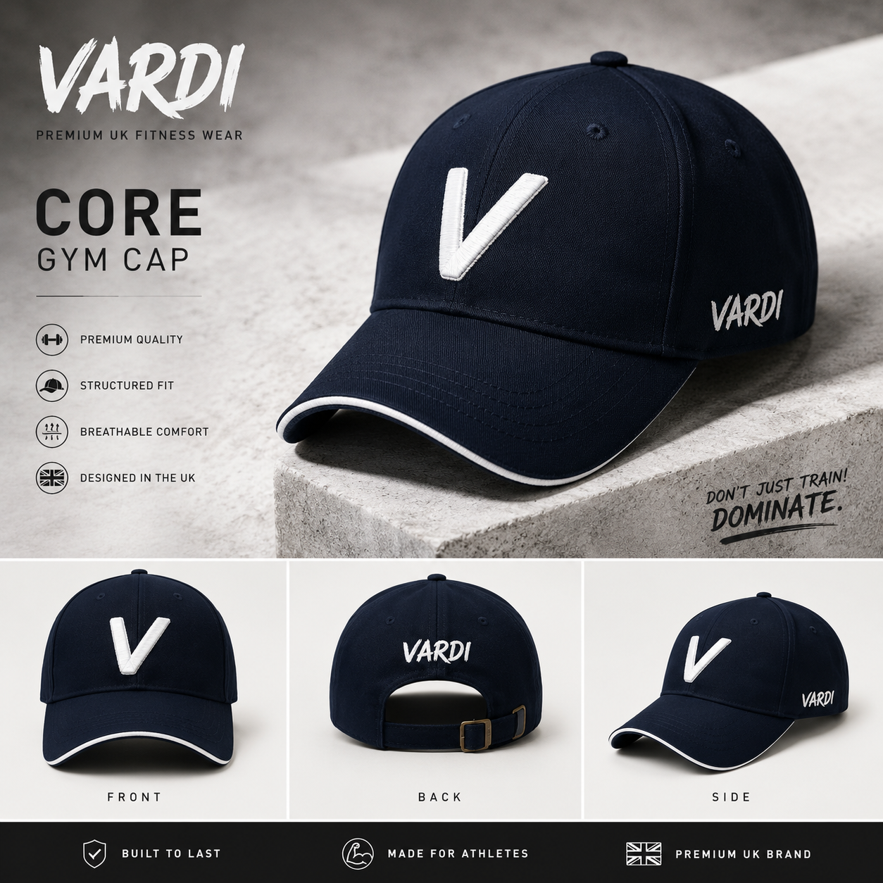 VARDI CORE Men's Gym Cap "Premium UK Fitness Wear”