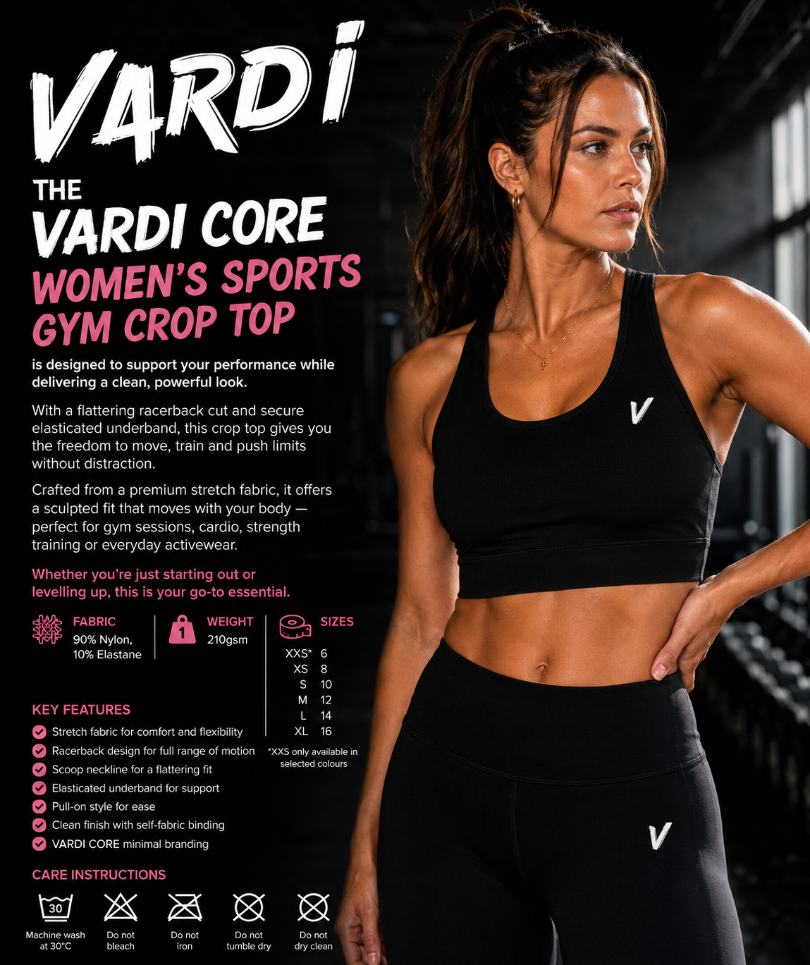 VARDI CORE Women’s Sports Gym Crop Top "Premium UK Fitness Wear”