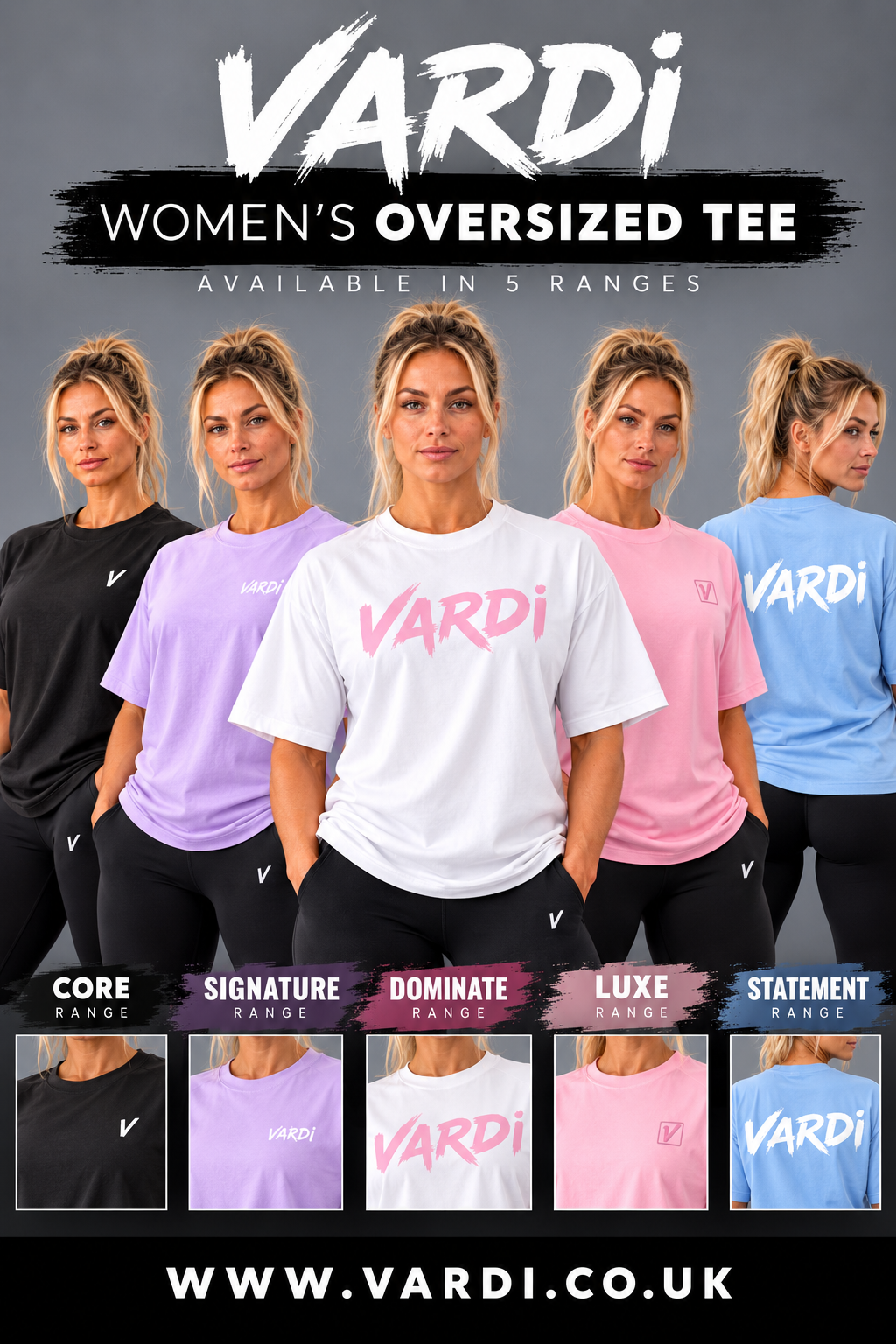 VW01 - VARDI Women's Oversized Boyfriend Gym T-Shirt