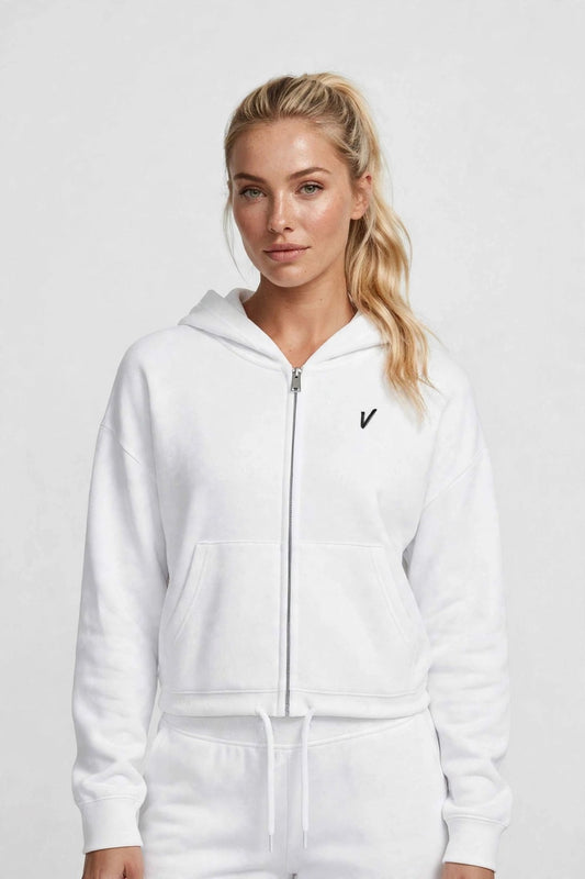 VW28 - VARDI WOMEN'S CROPPED OVERSIZED FULL ZIP HOODIE