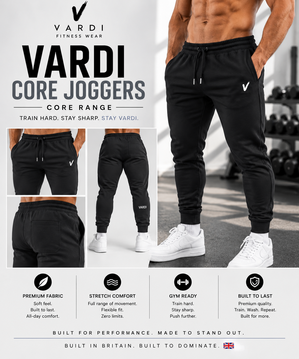 VARDI CORE Men’s Authentic Jog Pants "Premium UK Fitness Wear”