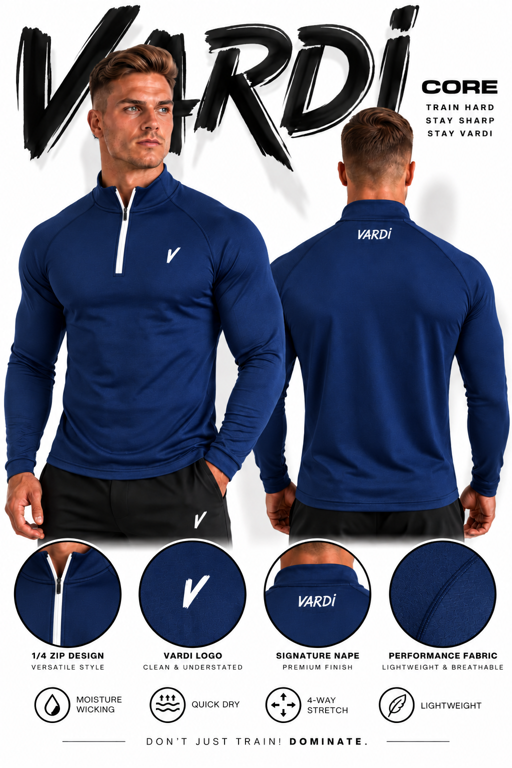 VM07 - VARDI Men’s ¼ Zip Performance Top