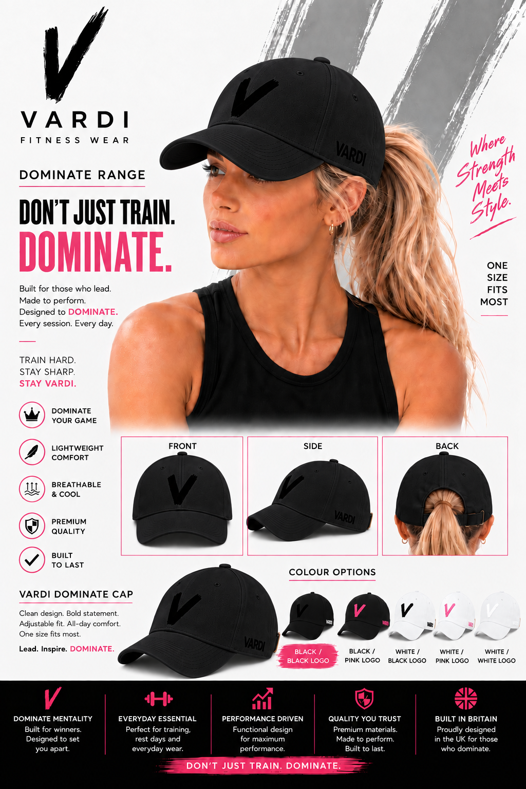 VARDI CORE Womens gym Multi-sports performance ponytail cap