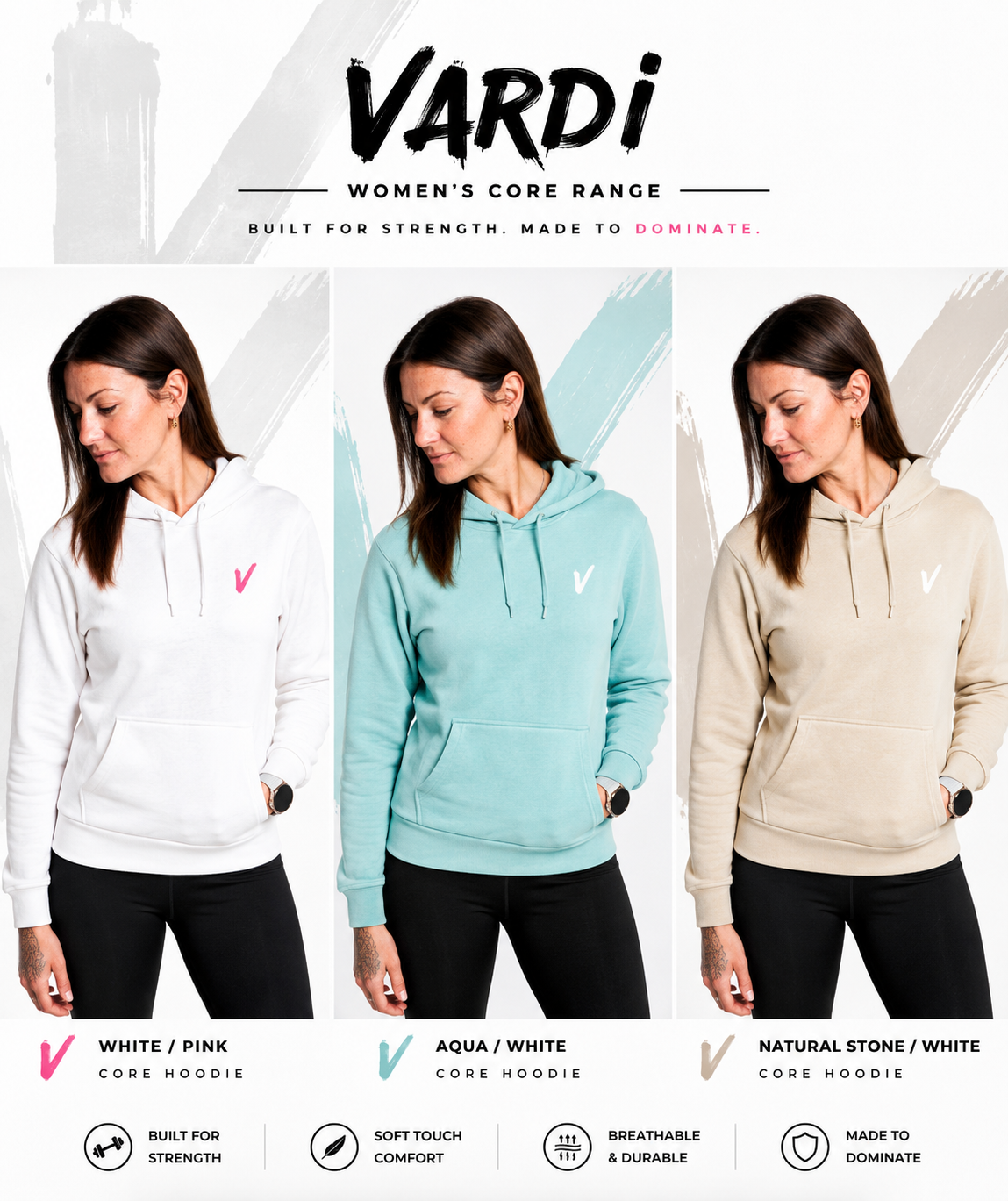 VARDI CORE Women’s Gym Fitness Hoodie "Premium UK Fitness Wear”