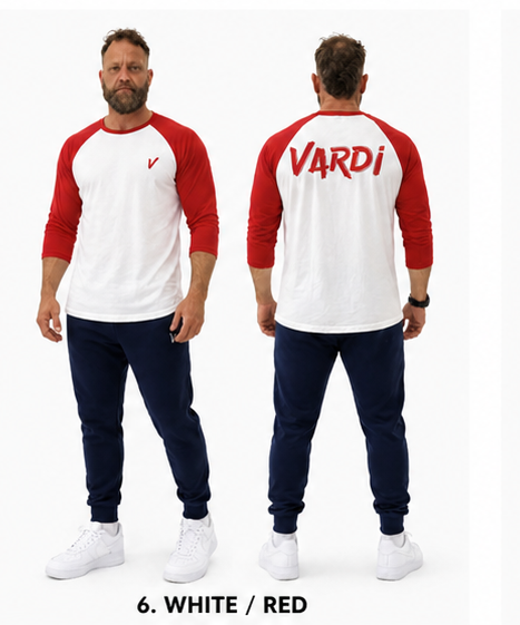 VARDI ¾ Sleeve Baseball T-Shirt "Premium UK Fitness Wear”