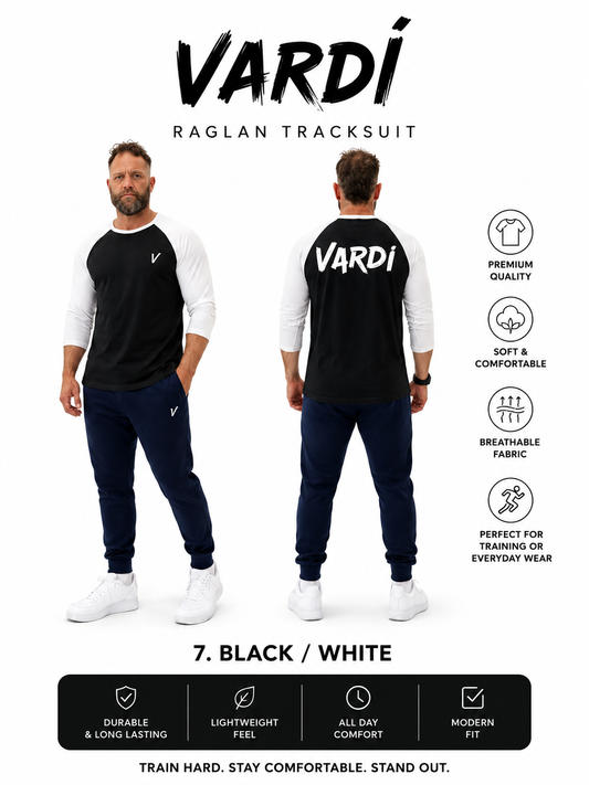 VARDI STATEMENT ¾ Sleeve Baseball Gym T-Shirt"Premium UK Fitness Wear”