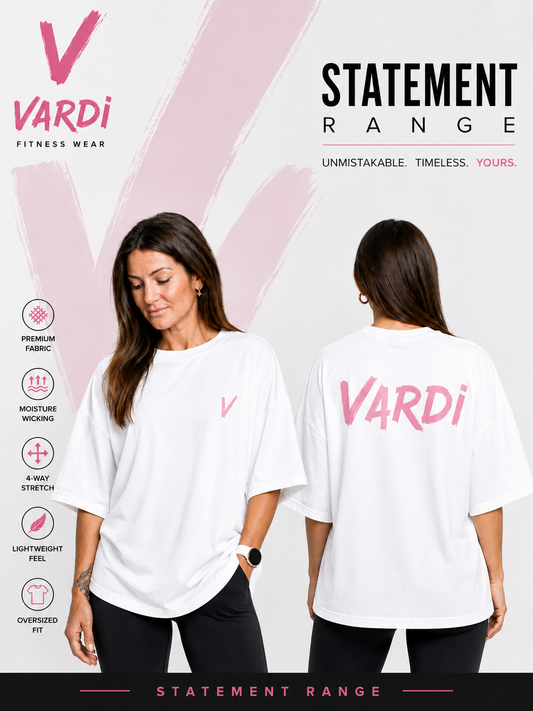 VARDI STATEMENT Women’s Oversized Gym T-Shirt "Premium UK Fitness Wear”